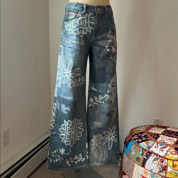 Free People We The Free Iridescent Tinsley Baggy High Rise Jeans- 26 - Picture 11 of 16
